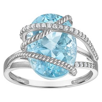 Designs by Gioelli Sterling Silver Lab Grown Topaz Crisscross Ring