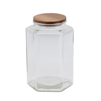 Mason Craft & More 2.75L Hexagon Glass Canister with Acacia Wood Lid
