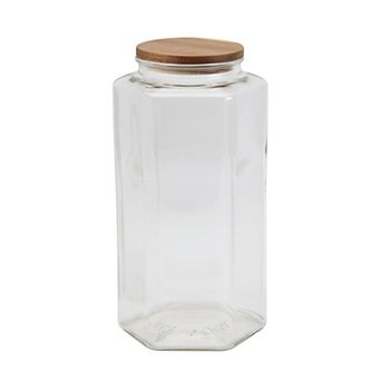 Mason Craft & More 3.75L Hexagon Glass Canister with Acacia Wood Lid