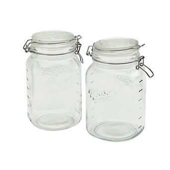Mason Craft & More 2 pc 1.5L Glass Canister Set with Clamp Lids