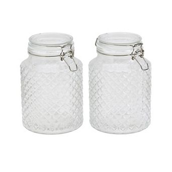 Mason Craft & More 2 pc 2L Glass Facet Canister Set with Clamp Lids