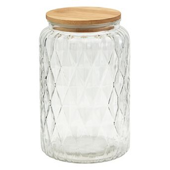 Mason Craft & More 2L Diamond Glass Canister with Bamboo Lid