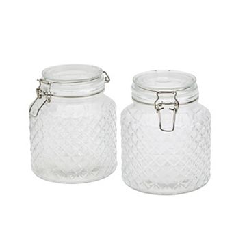 Mason Craft & More 2 pc 1.5L Glass Facet Canister Set