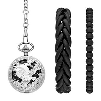 Folio Mens Silver Pocket Watch Set