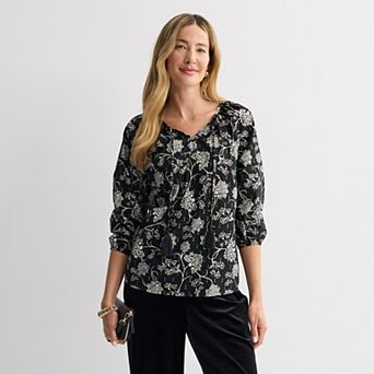 Women's Croft & Barrow® Split Neck Shine Blouse