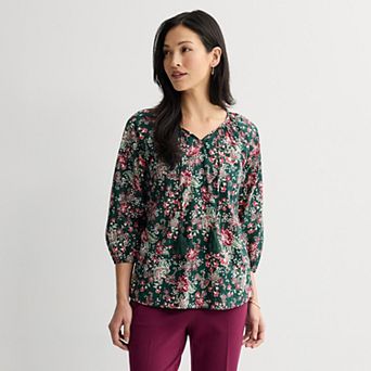 Women's Croft & Barrow® Split Neck Shine Blouse