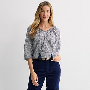 Women's Croft & Barrow® Split Neck Shine Blouse