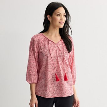 Women's Croft & Barrow® Split Neck Shine Blouse