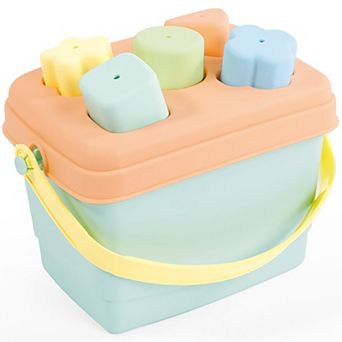 Dolu 7 pc Shape Sorter Bucket Toy with Matching Cutouts & Lid Storage