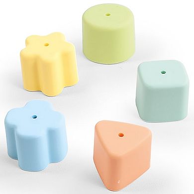 Dolu 7-Piece Shape Sorter Bucket Toy with Matching Cutouts & Lid Storage