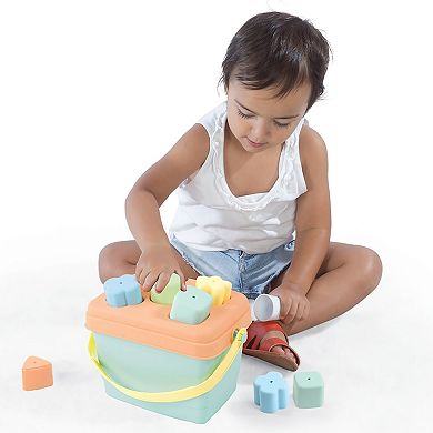 Dolu 7-Piece Shape Sorter Bucket Toy with Matching Cutouts & Lid Storage