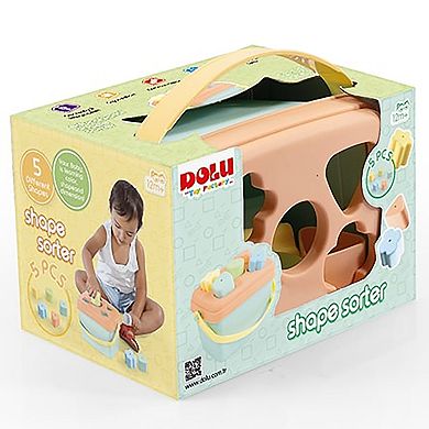 Dolu 7-Piece Shape Sorter Bucket Toy with Matching Cutouts & Lid Storage