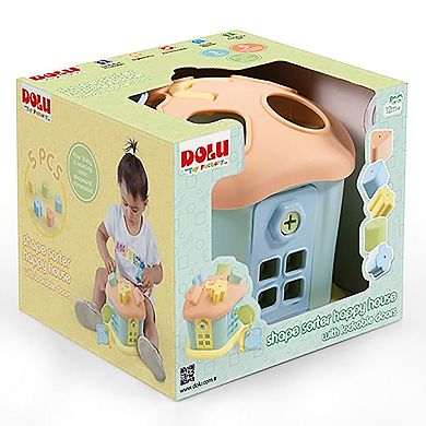 Dolu 9-Piece Shape Sorter Happy House Toy with Lockable Doors & Key Set