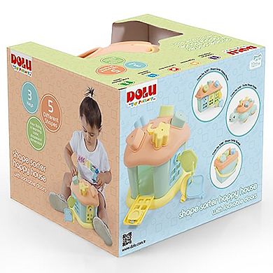 Dolu 9-Piece Shape Sorter Happy House Toy with Lockable Doors & Key Set