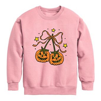 Girls 7-16 Pumpkin Cherries Crew Fleece Sweatshirt