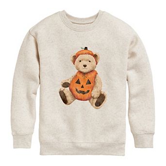 Girls 7-16 Pumpkin Teddy Bear Crew Fleece Sweatshirt