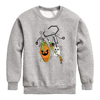 Girls 7-16 Halloween Keychains Crew Fleece Sweatshirt