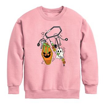 Girls 7-16 Halloween Keychains Crew Fleece Sweatshirt