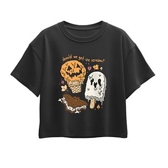 Girls 7-16 Should We Get Ice Scream? Boxy Graphic Tee