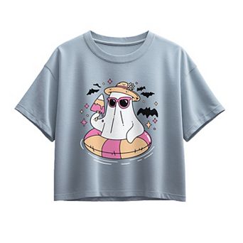 Girls 7-16 Summerween Ghost Boxy Tee