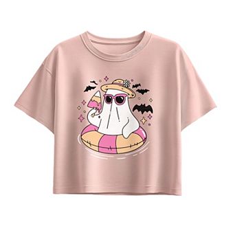 Girls 7-16 Summerween Ghost Boxy Tee