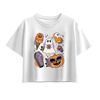 Girls 7-16 Summerween Flash Tattoos Boxy Tee