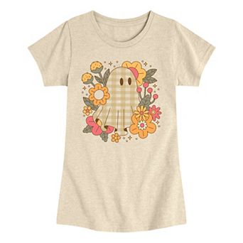 Girls 7-16 Retro Ghost Fall Pattern & Florals Graphic Tee