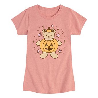 Girls 7-16 Cute Teddy Bear Pumpkin Graphic Tee