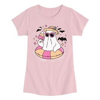 Girls 7-16 Summerween Ghost Pool Float Graphic Tee