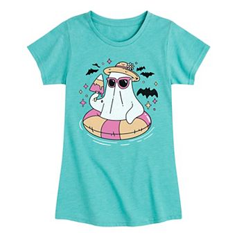 Girls 7-16 Summerween Ghost Pool Float Graphic Tee