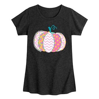 Girls 7-16 Summerween Pastel Patchwork Pumpkin Graphic Tee