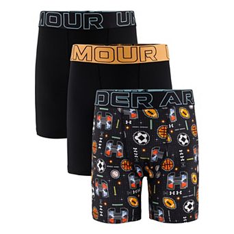 Boys Under Armour 3 pc Performance Tech Print Boxer Briefs