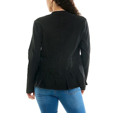 Women's Nina Leonard Mandarin Denim Jacket