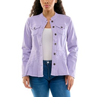 Women's Nina Leonard Mandarin Denim Jacket