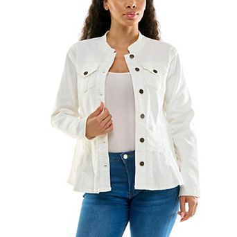 Women's Nina Leonard Mandarin Denim Jacket