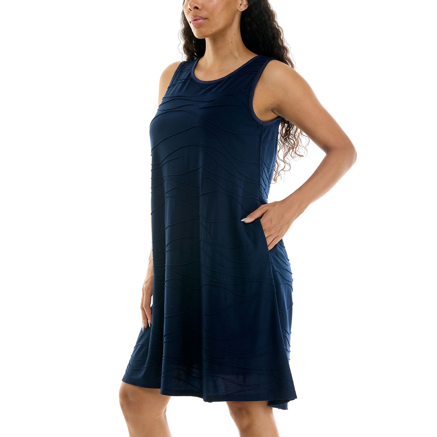Женское платье Nina Leonard Sleeveless Jaquard Trapeze, цвет: Тёмно-синий — фото 3