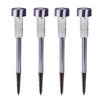 Crosslight 4-Pack Silver Solar Pathway Lights