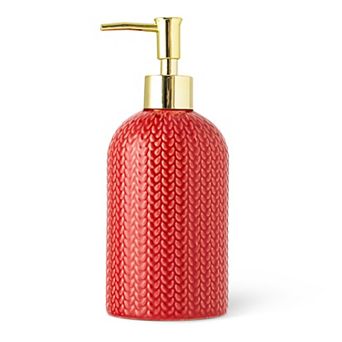 BathHaus Red Sweater Textured Pattern Soap Pump