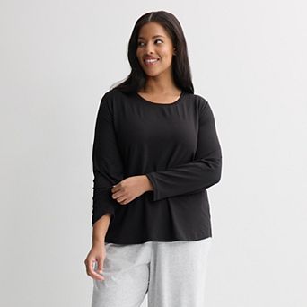 Plus Size Sonoma Goods For Life® Long Sleeve Scoop Neck Pajama Top