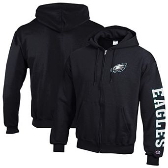 Men's Champion Black Philadelphia Eagles Powerblend Fleece Full-Zip Hoodie