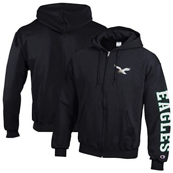 Men's Champion Black Philadelphia Eagles Powerblend Fleece Full-Zip Hoodie