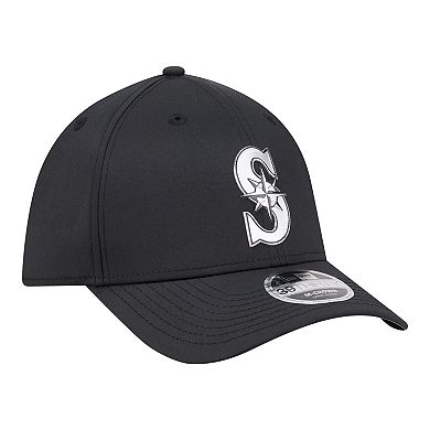 Men's New Era Black Seattle Mariners Metallic 39THIRTY M-Crown Flex Hat