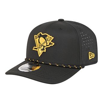 Men's New Era Black Pittsburgh Penguins Sport Vented 9SEVENTY Rope Adjustable Hat