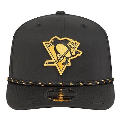 Men's New Era Black Pittsburgh Penguins Sport Vented 9SEVENTY Rope Adjustable Hat