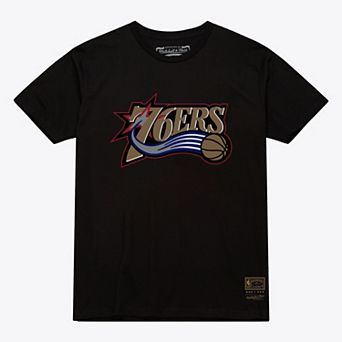Unisex Mitchell & Ness Black Philadelphia 76ers Hardwood Classics Arch T-Shirt