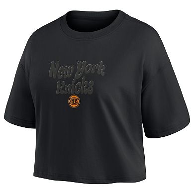Women's Fanatics New York Knicks Blackout Wave Cropped Top