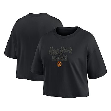 Women's Fanatics New York Knicks Blackout Wave Cropped Top