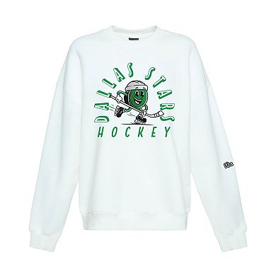 Women's Hype and Vice White Dallas Stars Action Mascot Oversized Sweatshirt