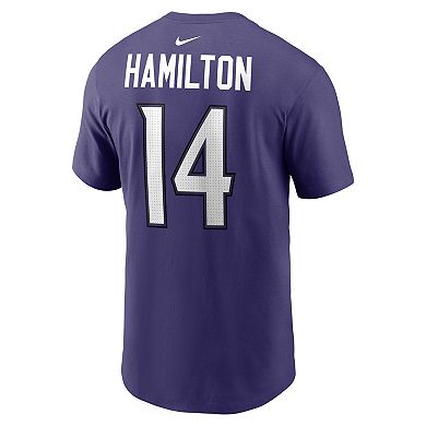 Men's Nike Kyle Hamilton Purple Baltimore Ravens Name & Number T-Shirt