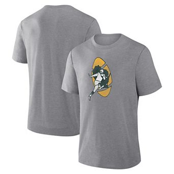 Men's Fanatics Heather Gray Green Bay Packers Vintage Heritage Tribute Tri-Blend T-Shirt
